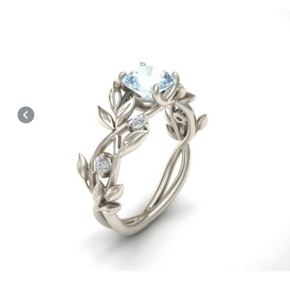 Silver Light Blue Stone Ring 7 - Picture 6 of 12